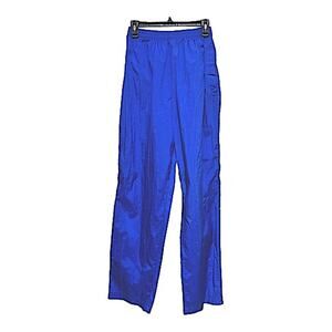 Vintage Royal Blue Wind-Breaker Pants w. Contrast Color-block Fuchsia Pocket